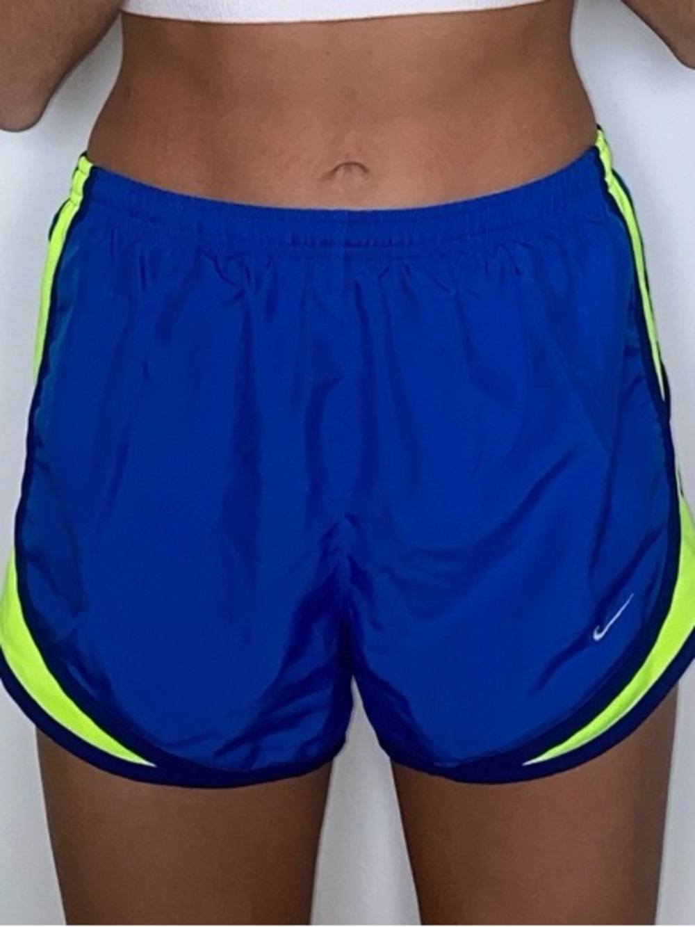 Nike Blue and Lime Green Women's Running Shorts